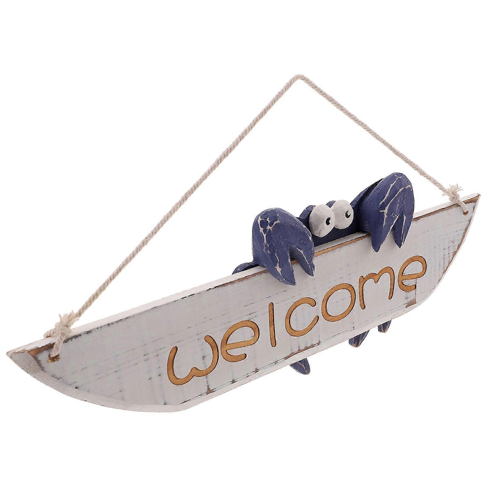 Mediterranean Style Crab Decorative Welcome Sign, Premium Rosewood Hanging Adorn for Home Door, Lightweight Wall Decor for Seaside Beach Theme