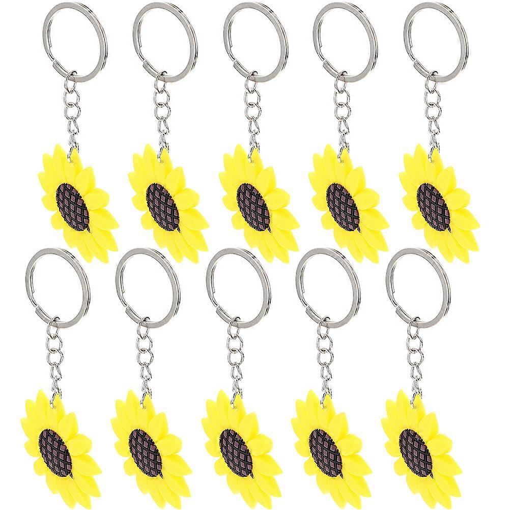 Flower Key Chains Metal Keyring Pendant for Backpack Charm 10Pcs