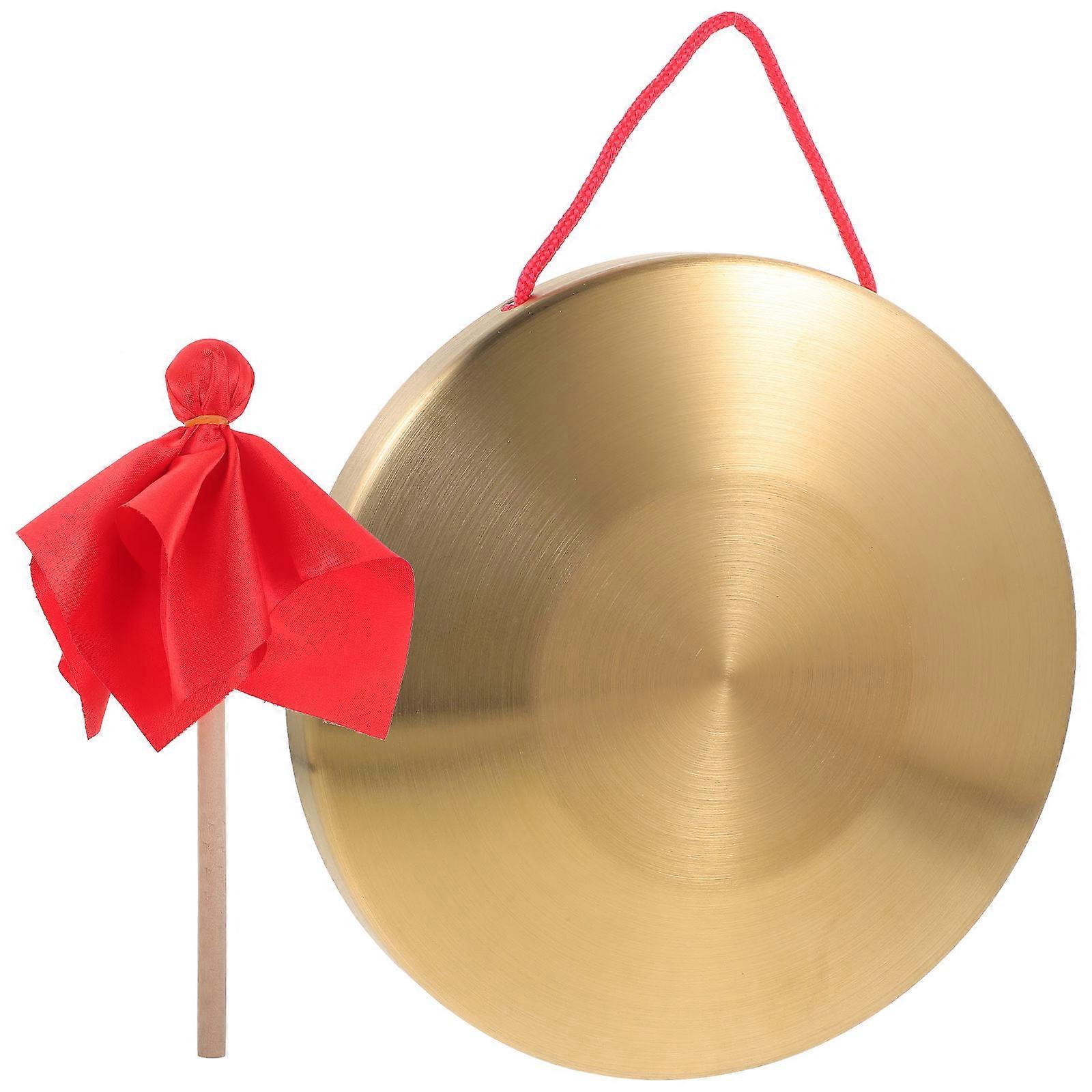 Portable Copper Gong Instrument Flood Prevention Alert Atmosphere Enhancement Round Shape 8.7×8.7×0.8in 1Set