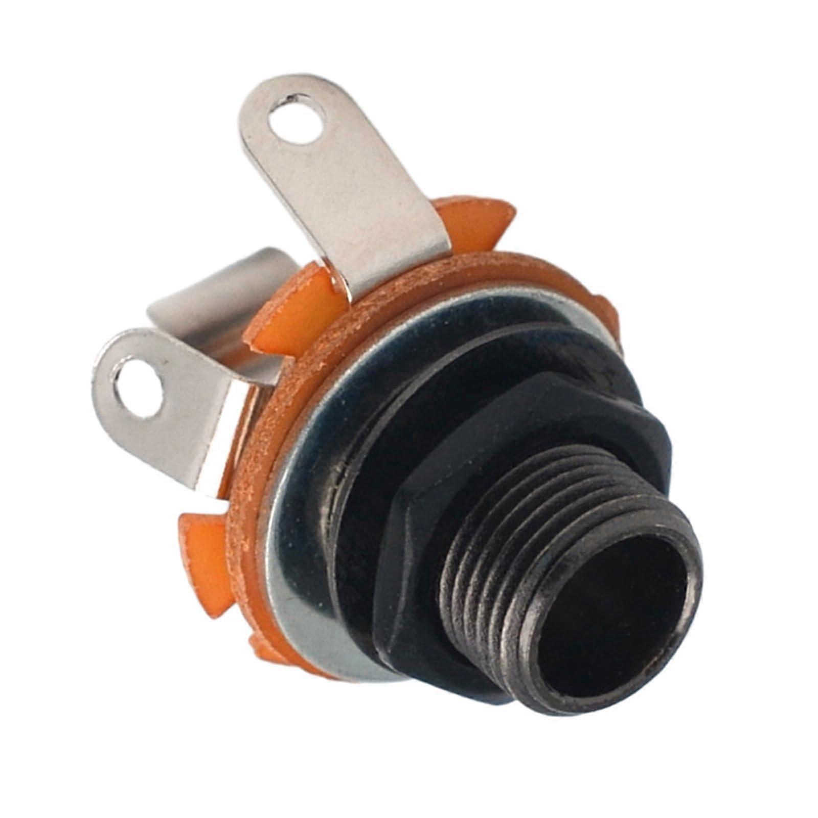 Electric guitar input for electric guitar and bass guitar, 6.35 mm, mono jack nut and washer black Ref: 1327
