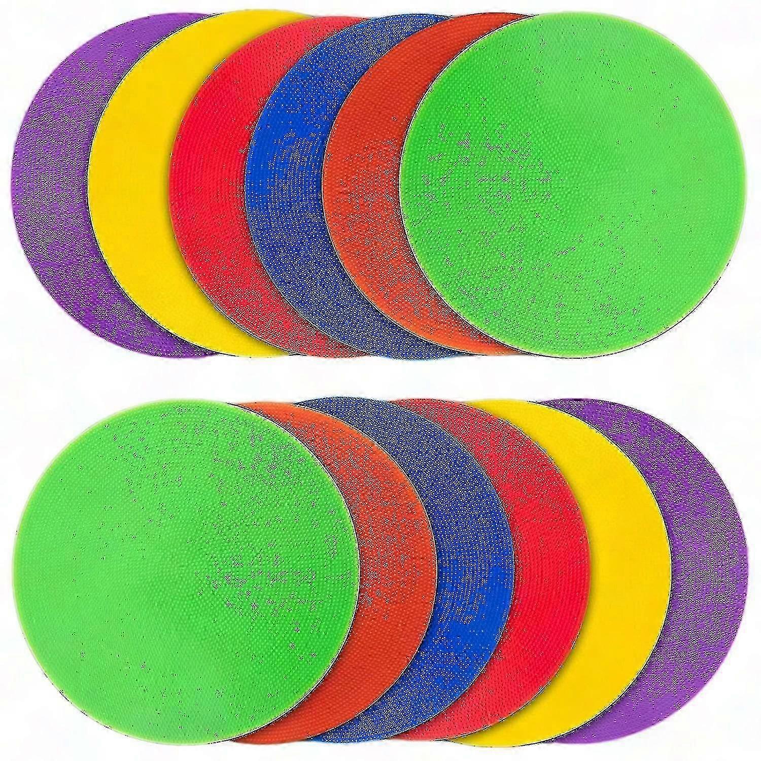 12 Pack Colorful Training Markers for Sports Drills - Non-Slip Agility Dots and Flat Cones for Football, Basketball Practice