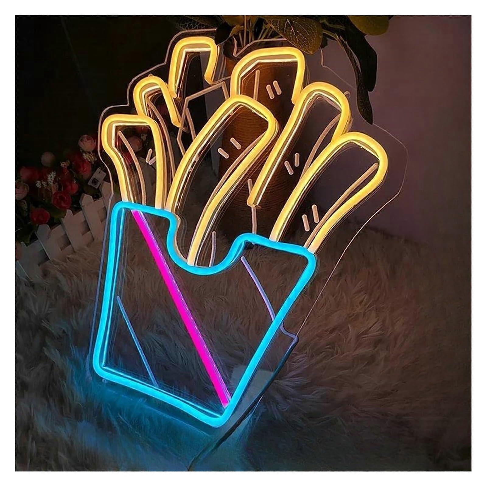 用于炸薯条爆米花霓虹灯的悬挂艺术 LED 灯标牌,USB 供电,26cmx30cm