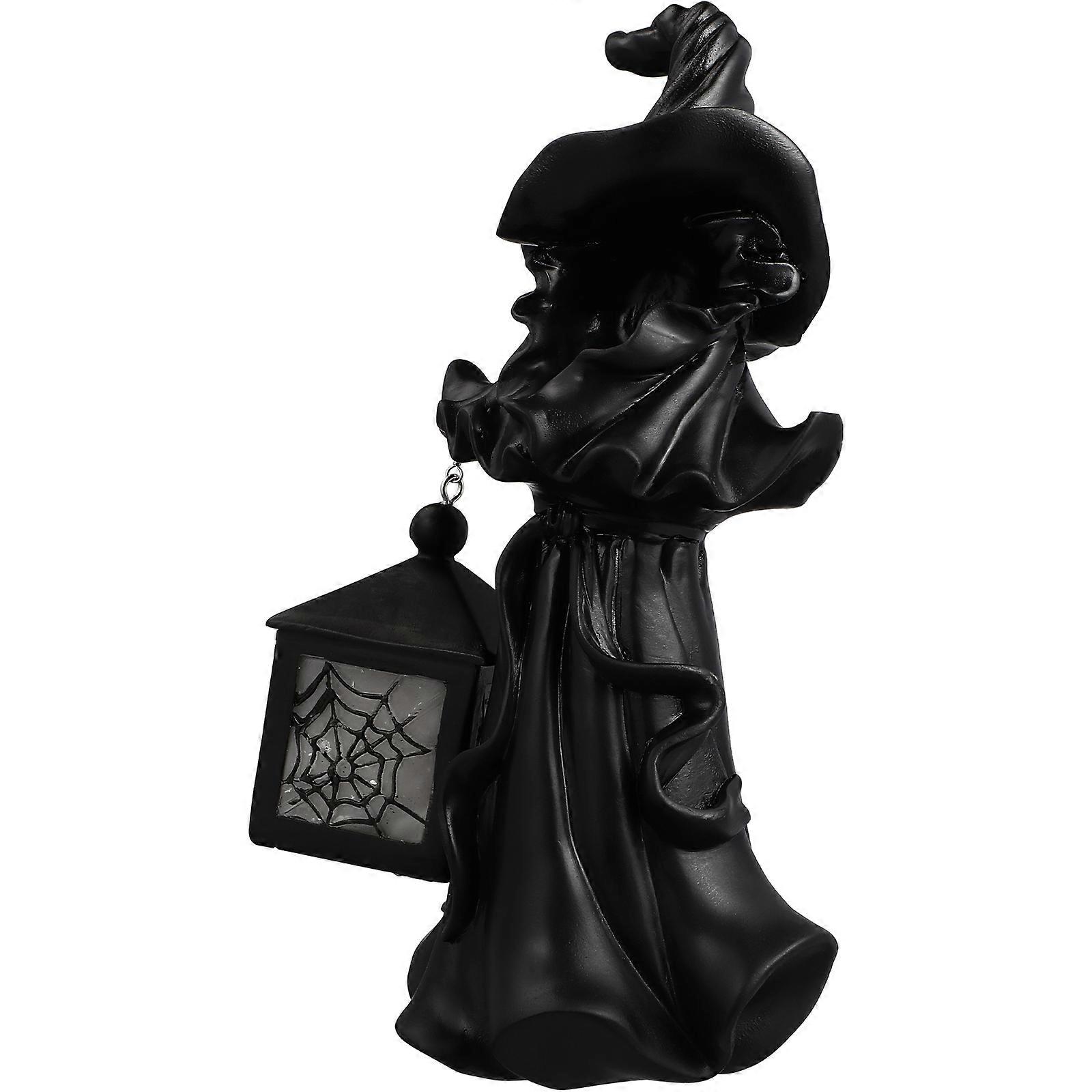 Halloween Ghost With Lantern Resin Witch Figurine 19.00X13.00X6.00CM Realistic Design For Garden 1Pack