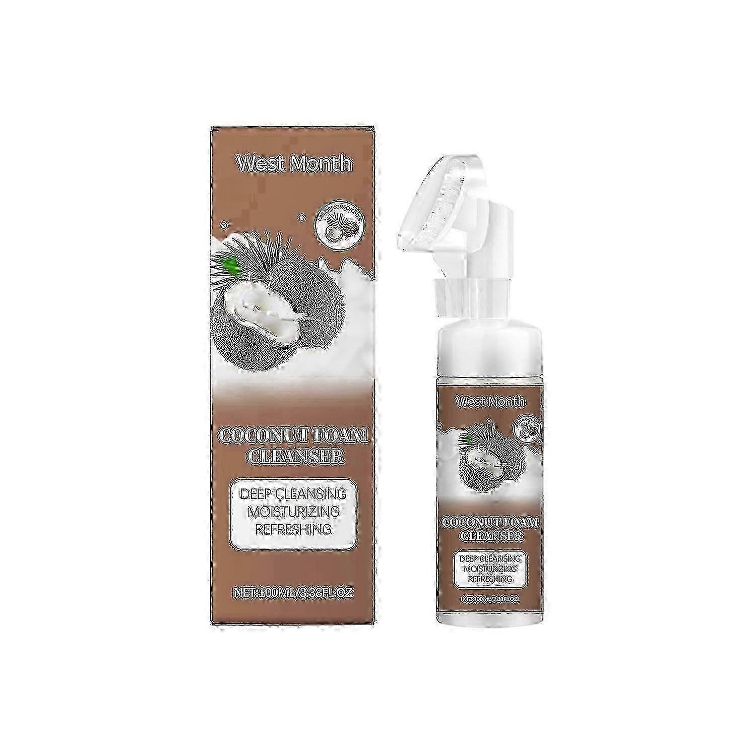 West&Month Coconut Foaming Facial Cleanser Gentle Cleansing Pores Refreshing Moisturizing Facial Cle