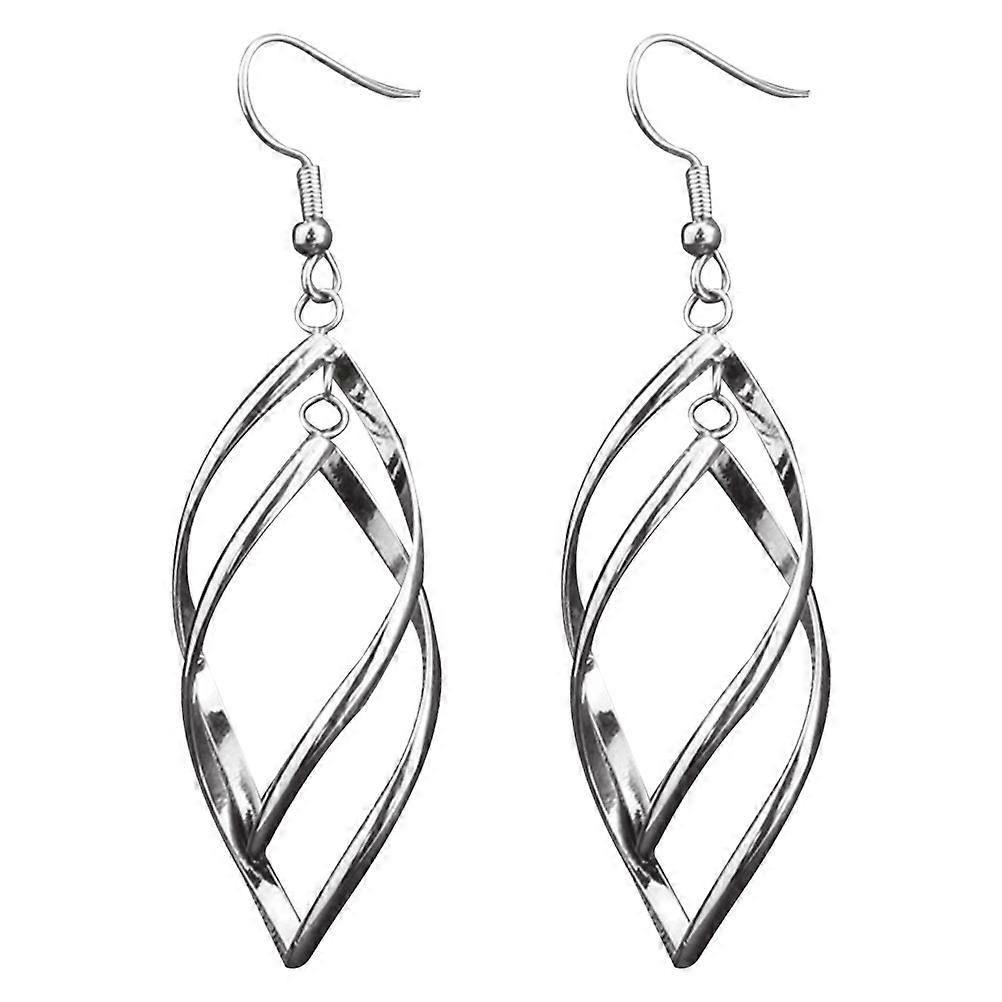 Dangling Earrings Creative Solid Geometry Rhombus Eardrops for Everyday Wearing Silver 1 Pair