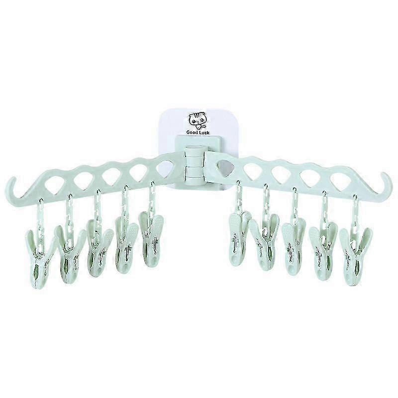 2-Pack Non-Punching Wall-Mounted Drying Rack & Folding Hanger - Sock Clips for Space-Saving Laundry Organization