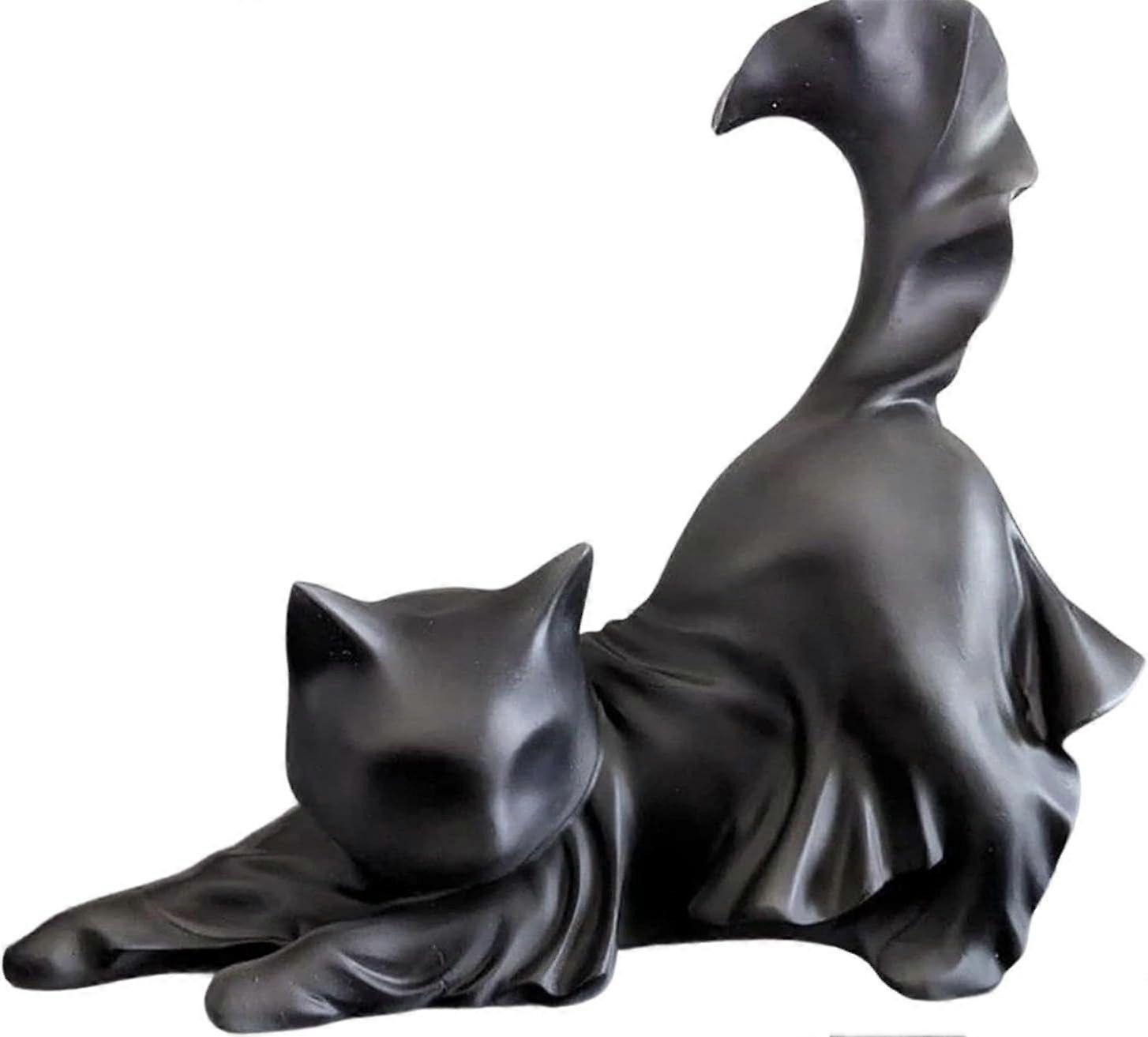 Halloween Ghost Cat Figure, Ghost Black Cat Halloween Ornament, Cute Spooky Cats Halloweens Decor Kitty Keepsake for Memory Your Cats, Halloweens Deco
