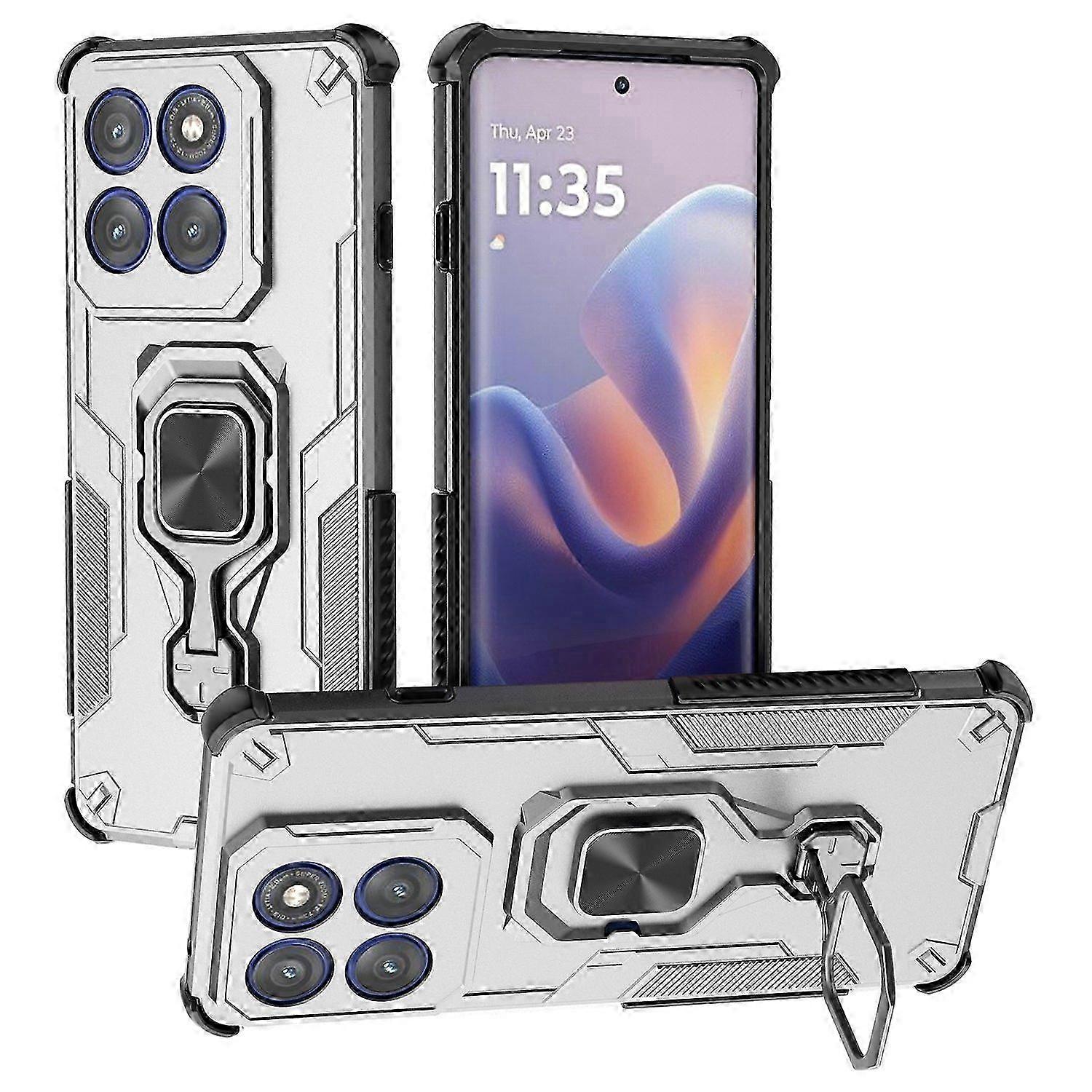 Motorola Edge 60 Pro 5G Case with Rotatable Ring Kickstand - Shockproof PC TPU Phone Cover
