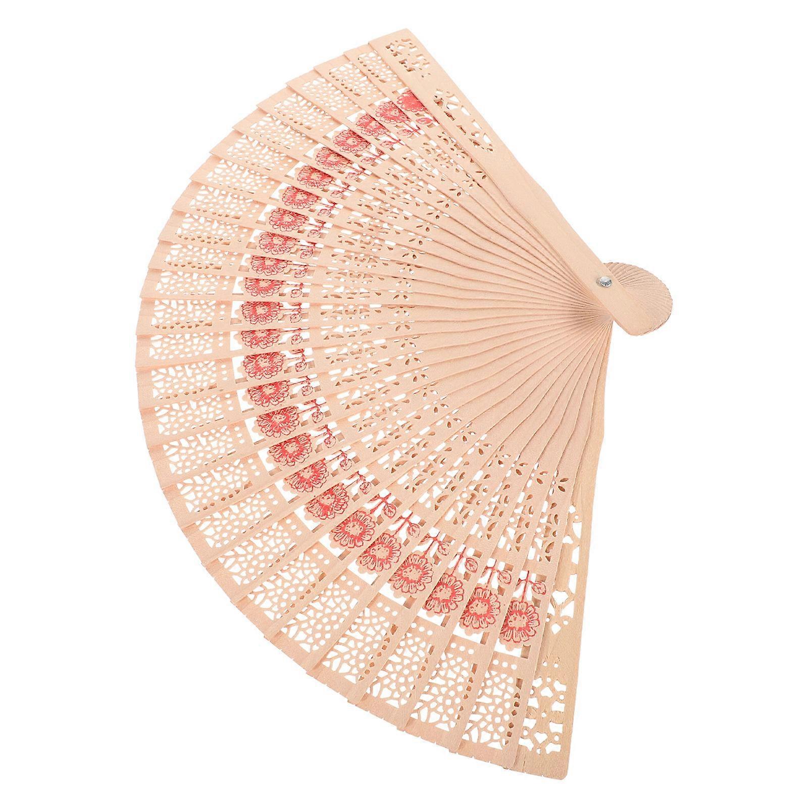 Retro Hollowed Hand Fans Bamboo Gauze Decorative Photo Props For Summer Use 33.00X19.00X2.00CM 50Pcs