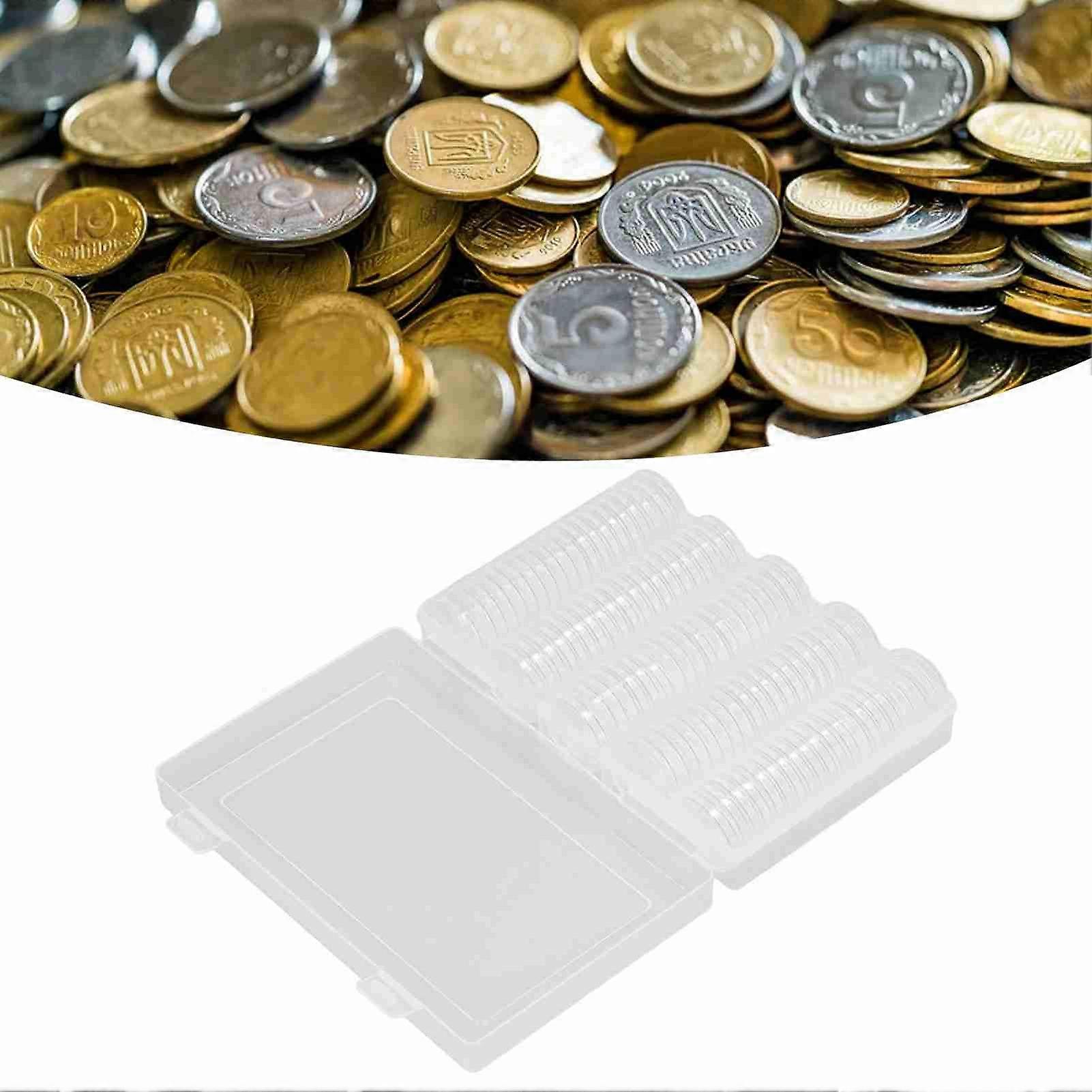 100pcs 17 To 30mm Coin Capsules 5 Sizes Protection Clear Coin Holder Case with Foam Seals 
