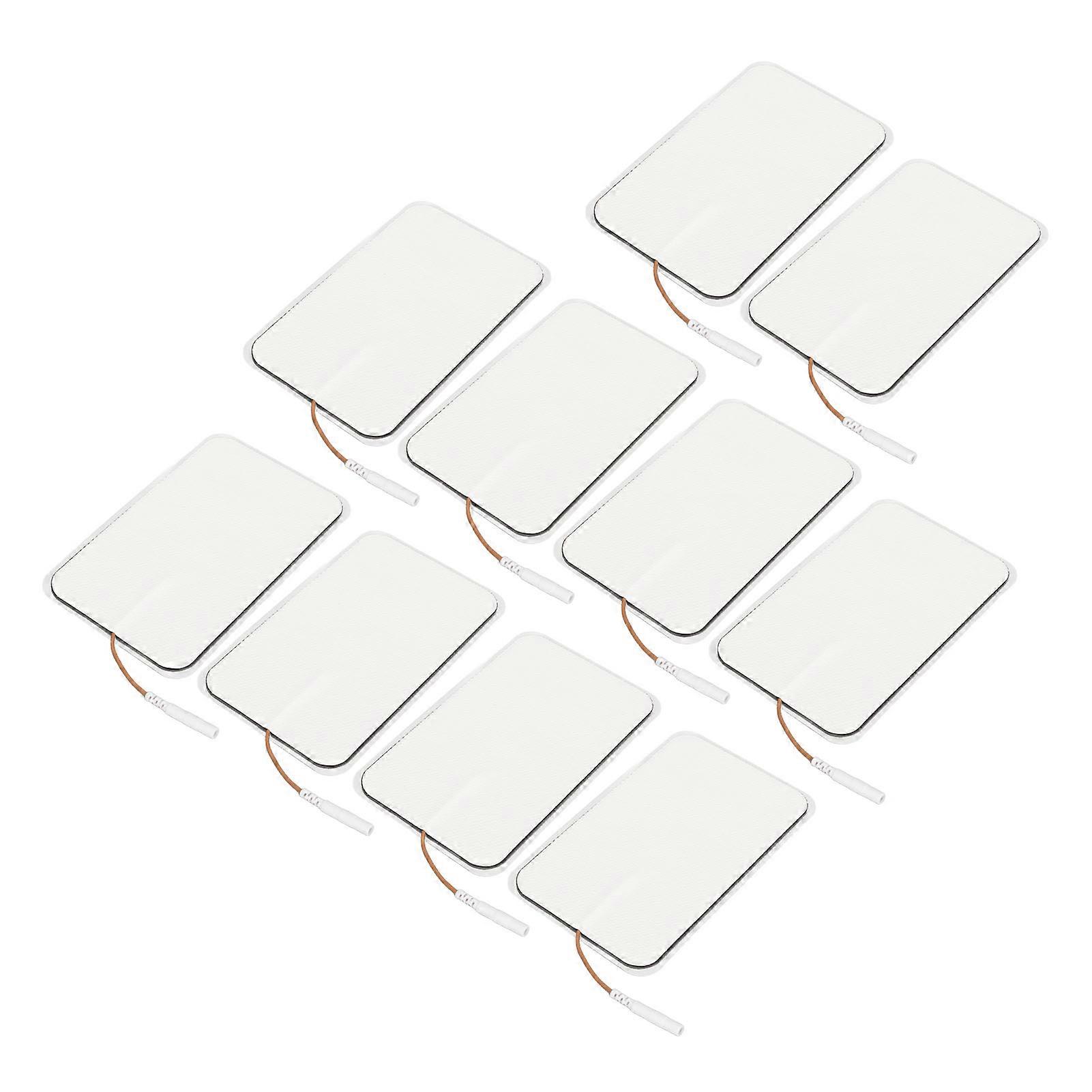 10Pcs TENS Unit Replacement Pads Rectangular Reusable Electrode Patches for Electrotherapy Muscle Stimulator Aperture 2.5mm/0.098in