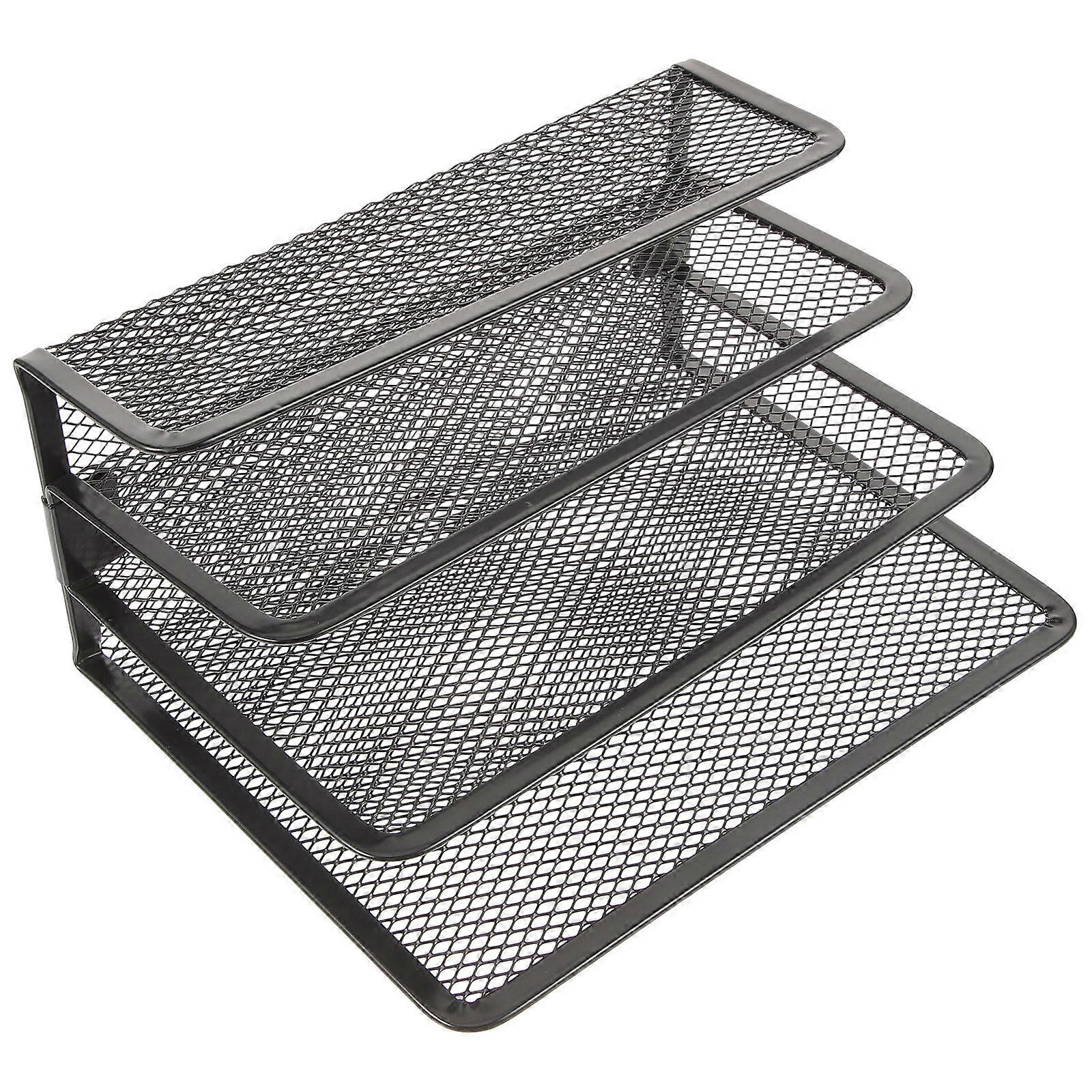 Letter Trays Metal Mesh File Magazine Holder for Home Office Desktop Organizer Black 1Set