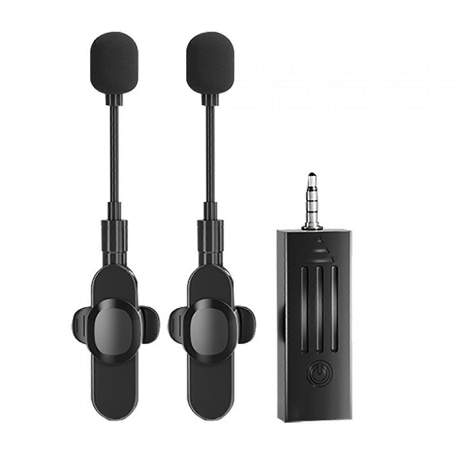 Clip On Microphone, Wireless Lavalier Mic for Vloggers, Adjustable Design, Auto Connect for YouTube Live Stream, 2-in-1