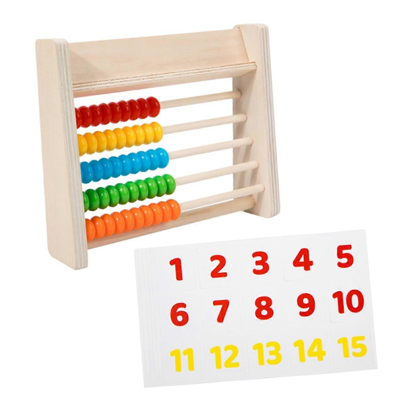 1 set Abacus wooden math learning toy with counting beads and cards for preschool, enhances calculation skills and handeye coordination.