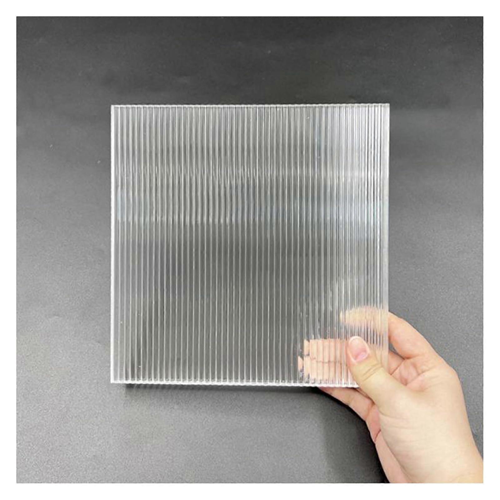 Acrylic Thick Striped Panel Clear Acrylic Sheet Strip Spacing 4mm Texture Transparent Board Thickness 8mm For Sideboard Cabinet Door, 400x500mm