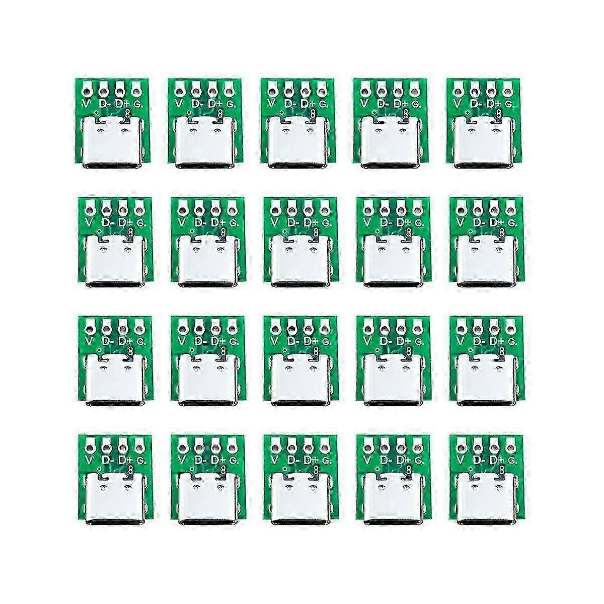 10-Pack USB-C Female Connector Breakout Board with PCB for Data Cable Repair