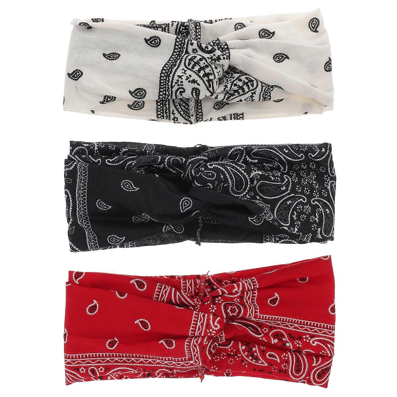 Elastic Bohemia Headwrap Wide Twisted Design Non Slip 3Pcs Headbands
