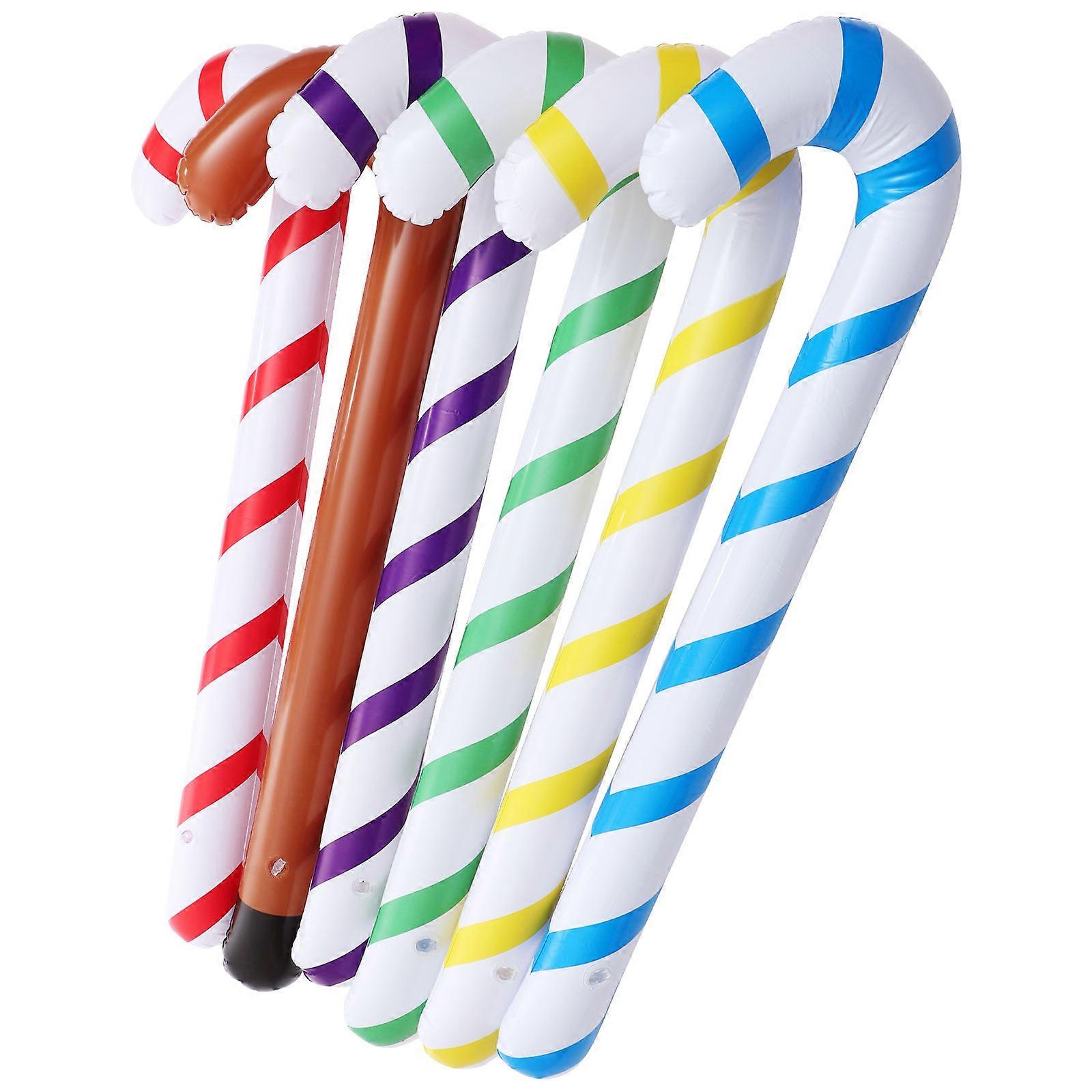 6pcs Inflatable Candy Cane Props for Children Assorted Color PVC Perfect for Parties and Events