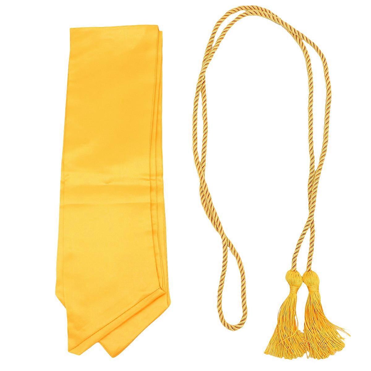 Golden Satin Graduation Stole for Students Durable and Comfortable with Arrow Pointed Edges 90 Degree Angle Cut