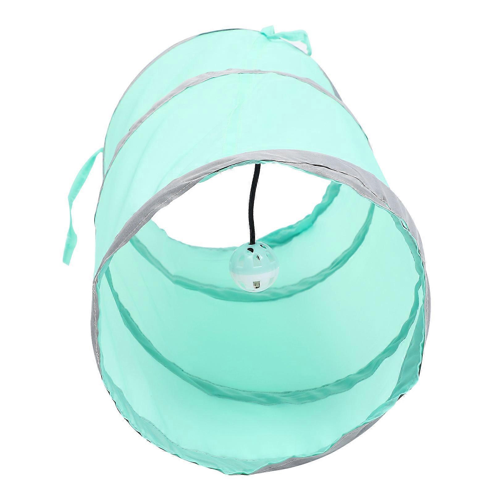 Foldable Cat Tunnel Toy for Pet Use Made of Durable Polyester Green Color Lightweight Design 3 Feet Long