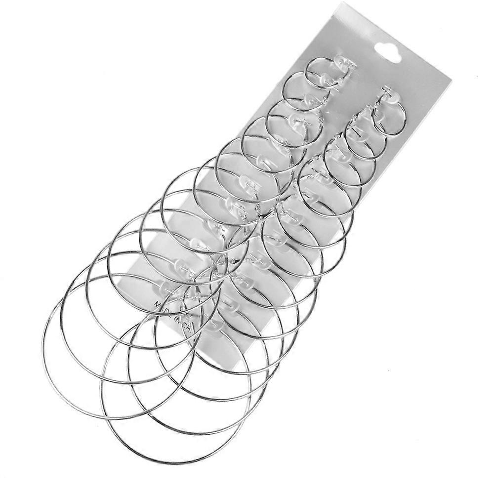 Large Dangle Earrings Unique Punk For Party Silver 12Pairs