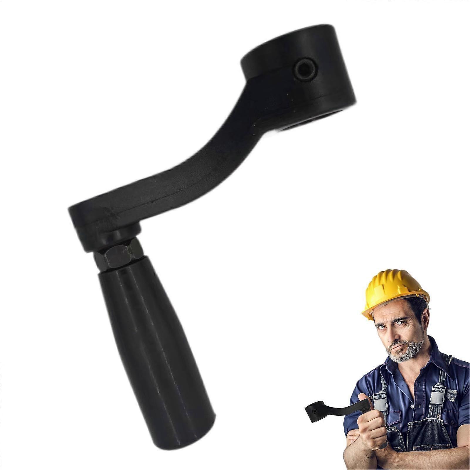 Embedded Crank Handle 12mm, Black Hand Crank Replacement for Machine Tools with Round Hole, Durable Tool Accessory