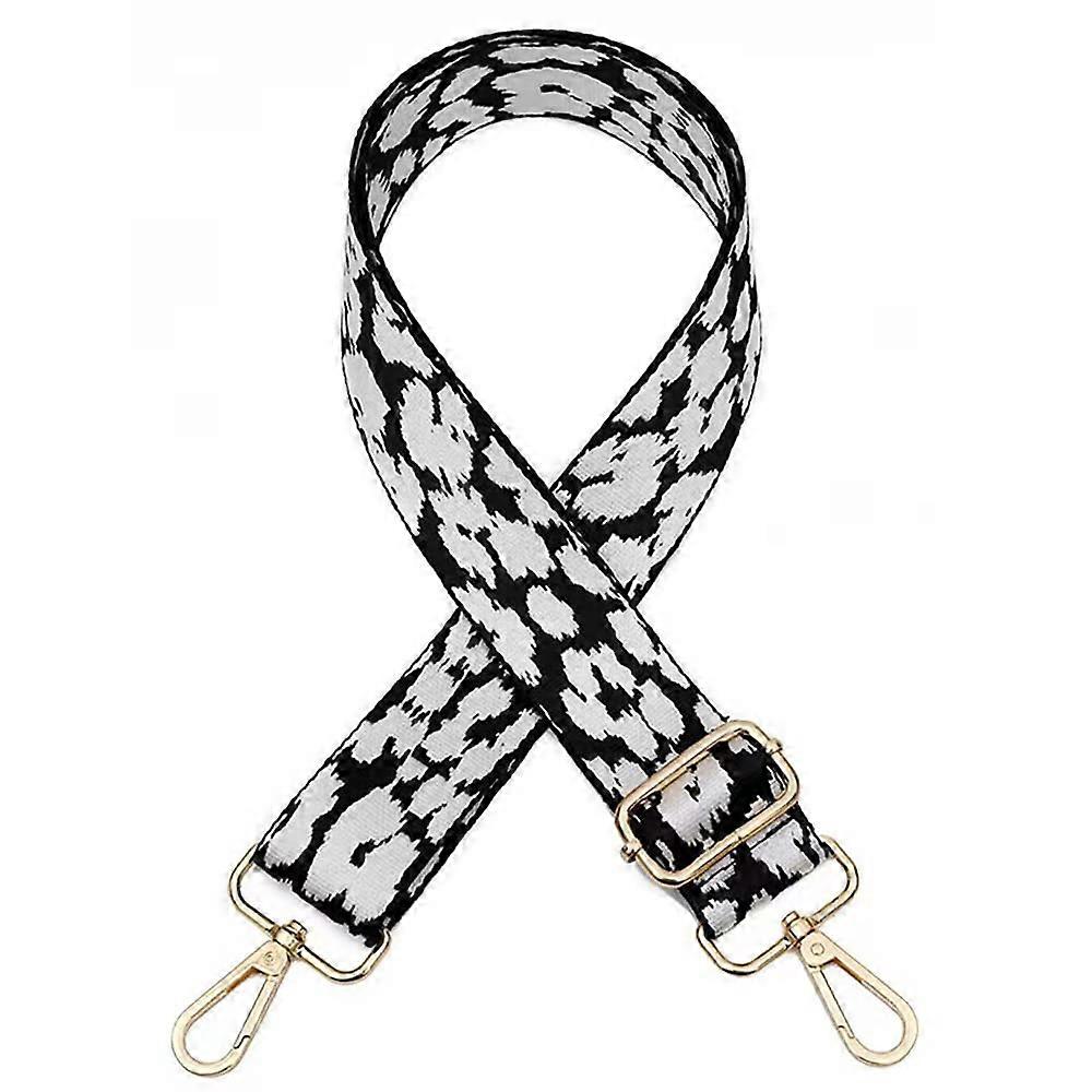 Bag Strap, 80130 cm Adjustable, Zebra Pattern, 3.8 cm Wide, Replacement, Leopard Print White  Gold