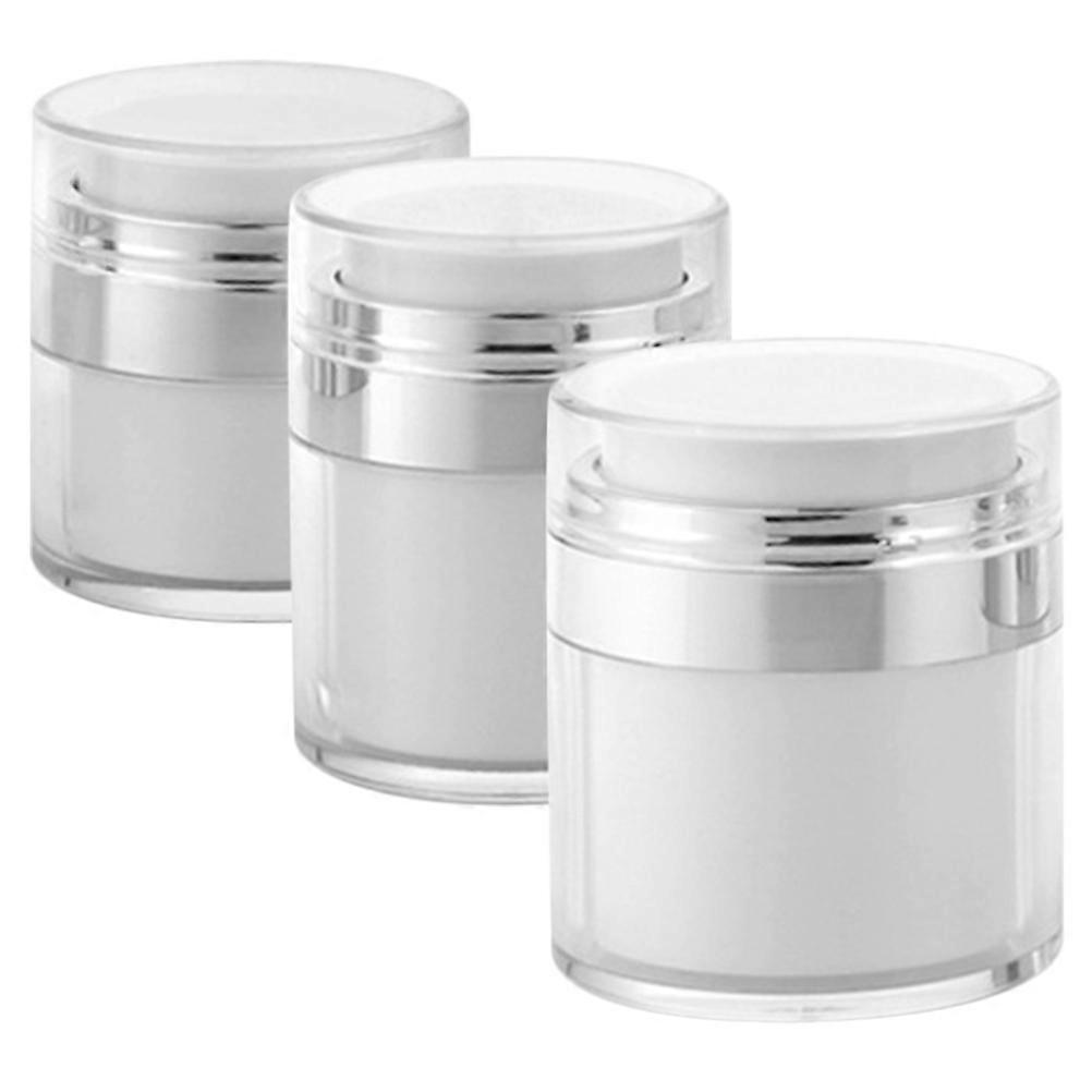 3pcs Empty Refillable Cosmetic Bottles Air Pump Jars for Home Use White PP Material
