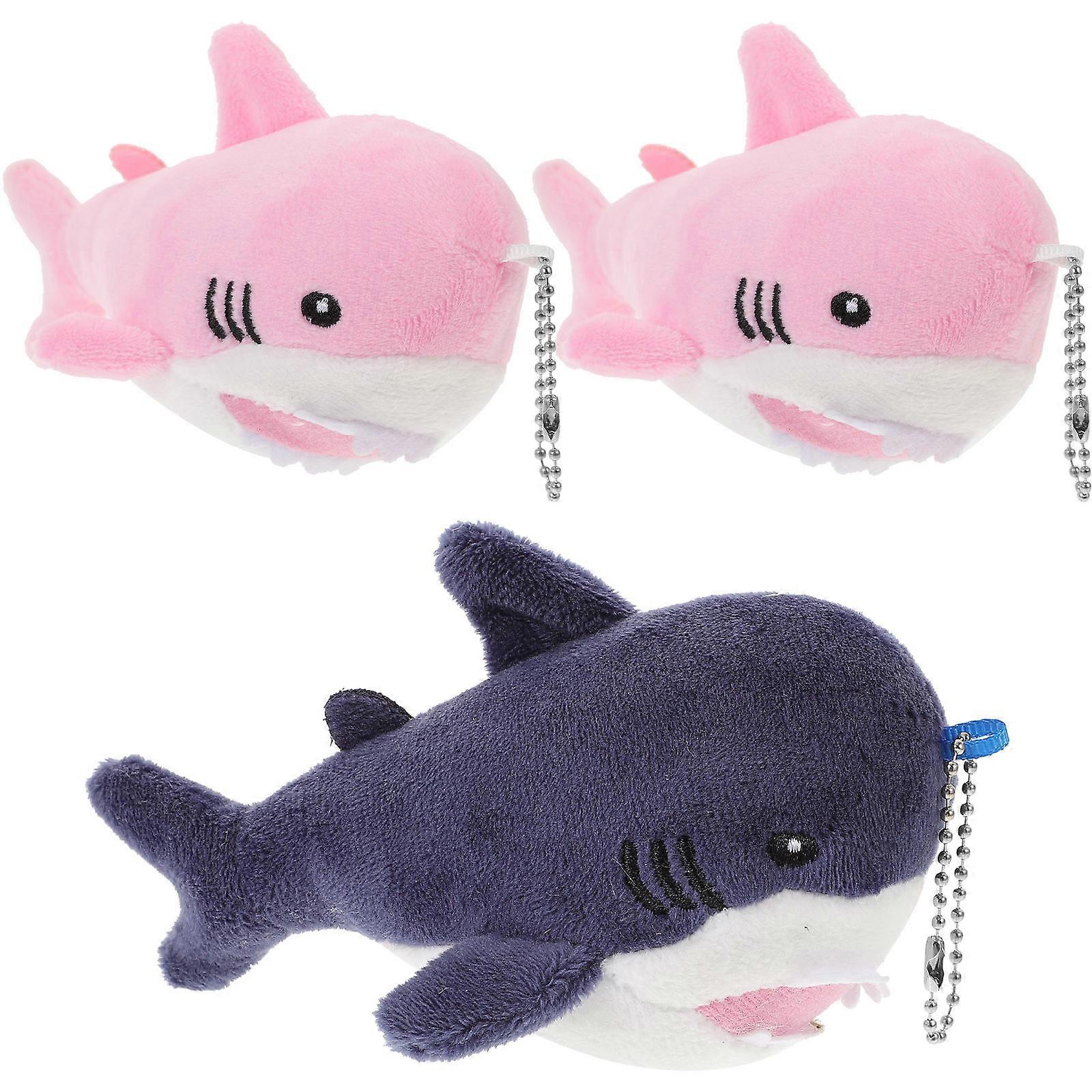 3pcs Soft Plush Shark Keychains Stuffed Animal Pendants for Handbags Backpacks Car Keys Cute Decorative Bag Charms with Lifelike Design Comfortable