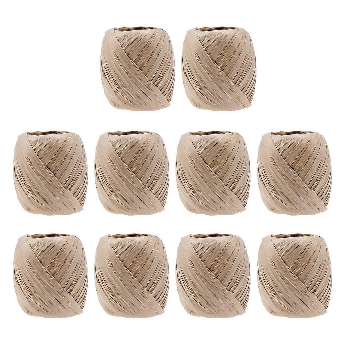 Kraft Raffia Twine Natural Straw Rope For Diy Crafts Christmas Tree Embellishment Coffee Color 20m Per Roll 10Set