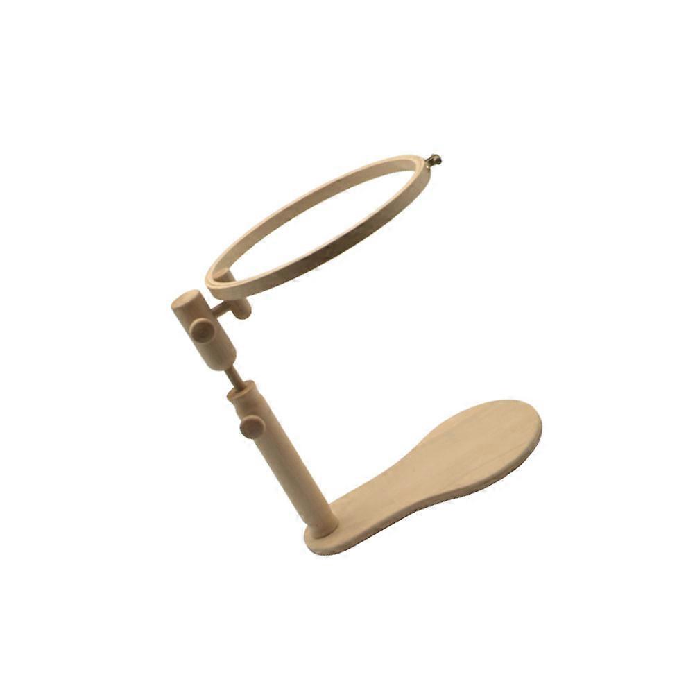Khaki Synthetic Material Embroidery Rack Kit for DIY Projects Includes 24cm Wood Hoop and Adjustable Rotary Frame