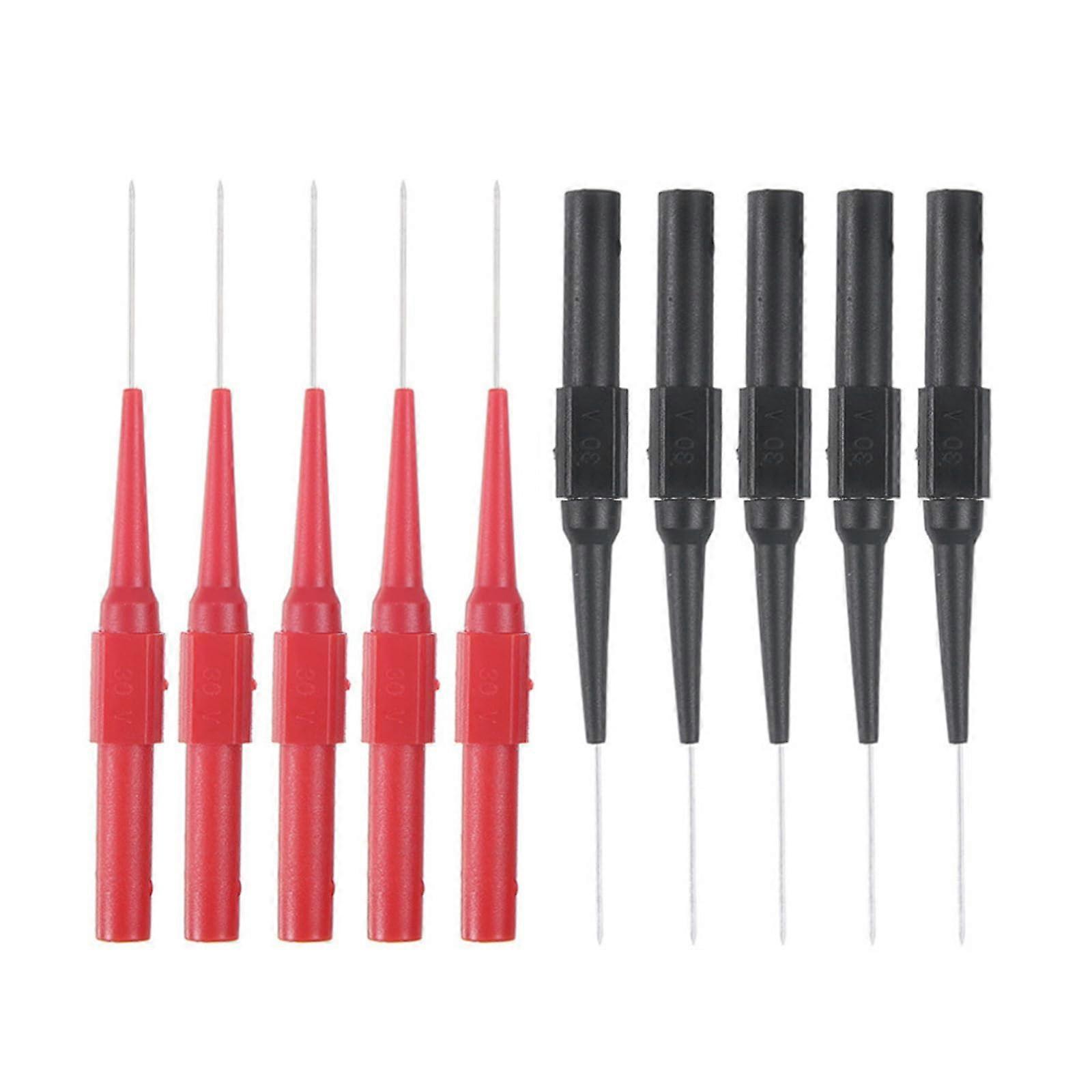 Pack of 10 0.7mm Measuring Tips for Multimeters, Test Probes (Red Black)