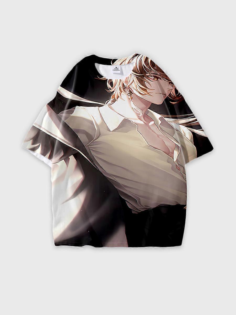 T-shirt round neck Role Pattern loose short sleeve D213