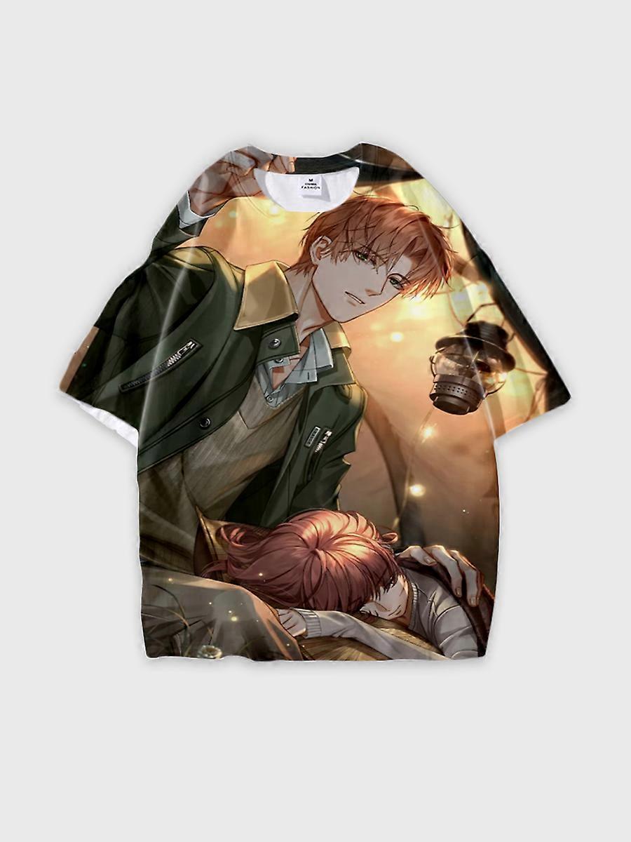 T-shirt round neck Role Pattern loose short sleeve E271