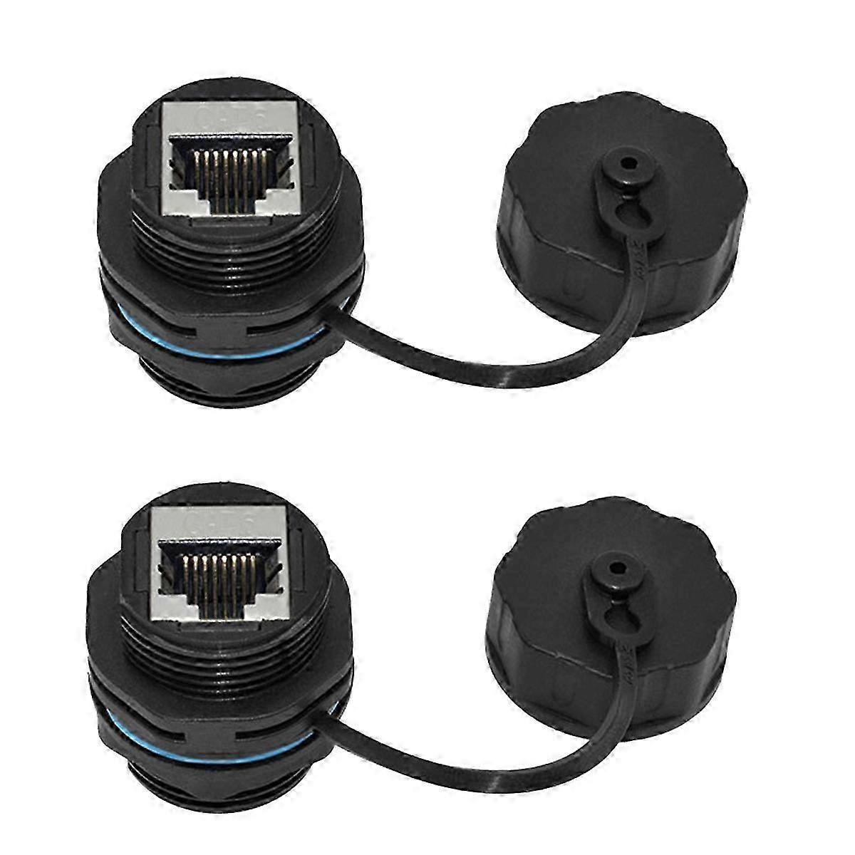 2PCS RJ45 Panel Mount Coupler, IP68 Shielded Industrial Panel Mount Ethernet LAN Through Connector f