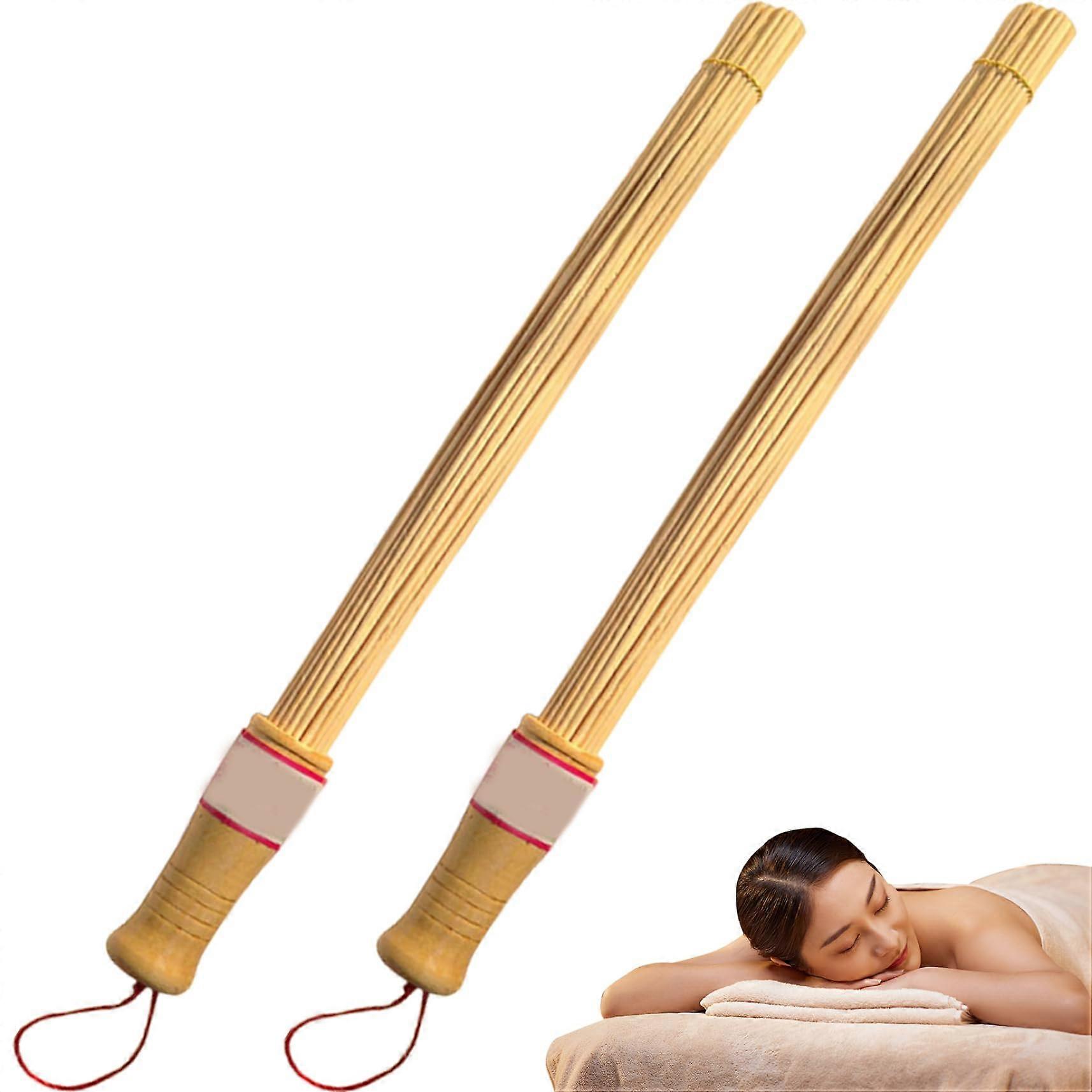 Massage Stick for Back Bamboo Massage Sticks, 22-Inch, Pack of 2, With Loop, Natural and Stable Back Massager