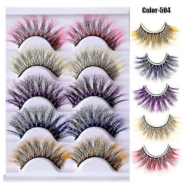 5 pairs mixed colors eyelashes 8d dense curl dramatic volume Devil Princess Makeup