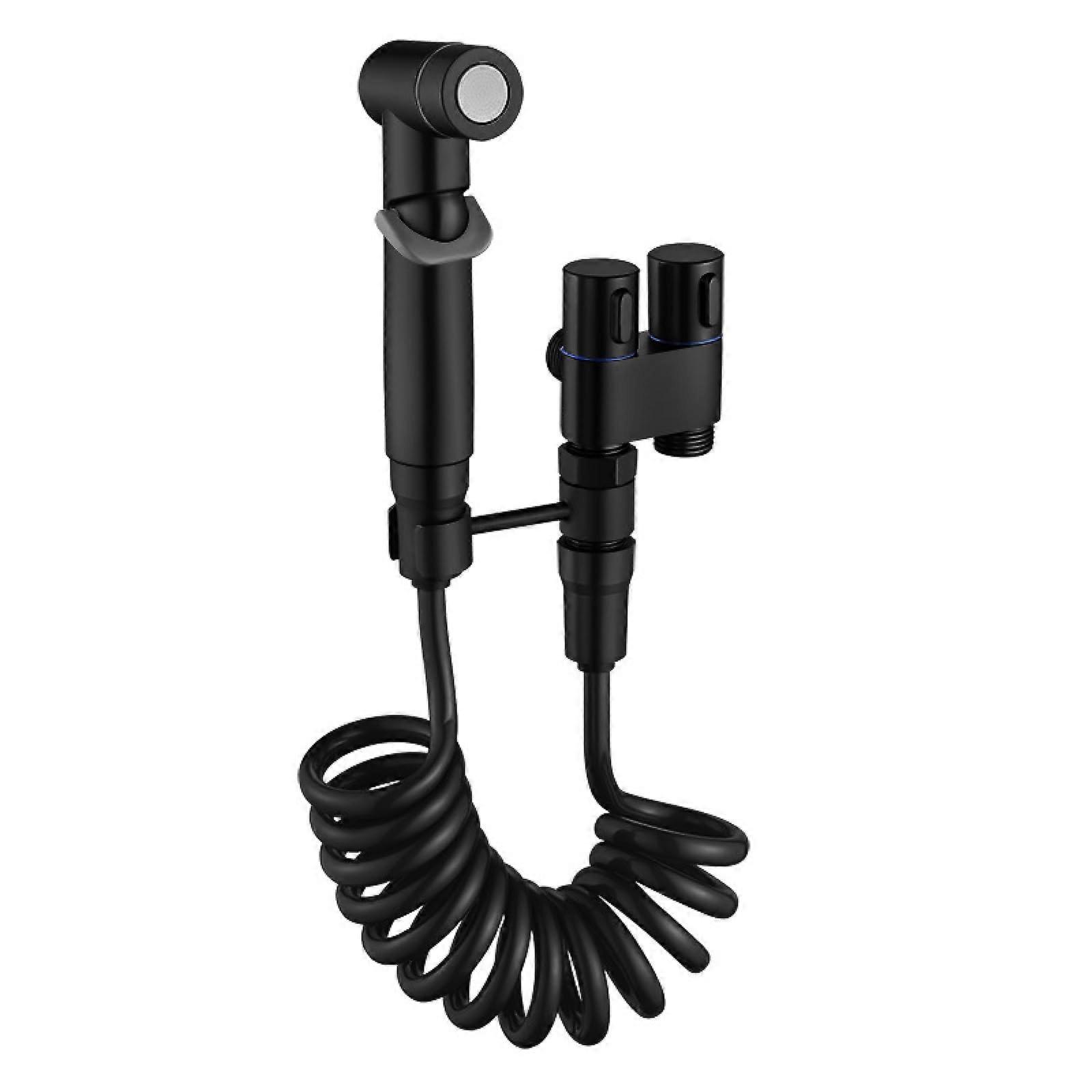 Mini Toilet Mate One In Two Out Angle Valve Booster Jet Head Black Compatible With Standard Toilets