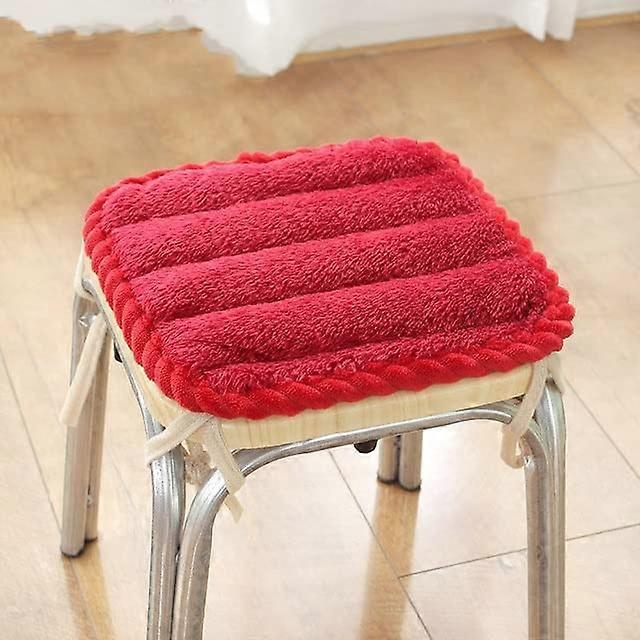 Winter Plush Thickened Coral Fleece Soft Non-Slip Children's Stool Cushion 30x30 cm Square Chair Pad in Color 6