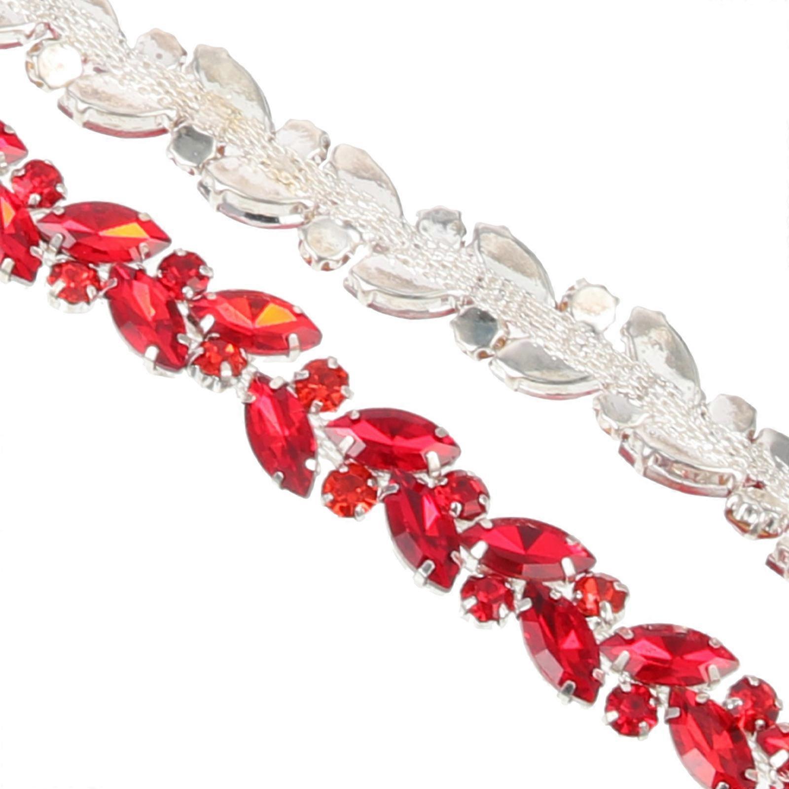 Red Crystal Rhinestone Chain for DIY Crafts Workmanship Easy to Use 5 Yards
