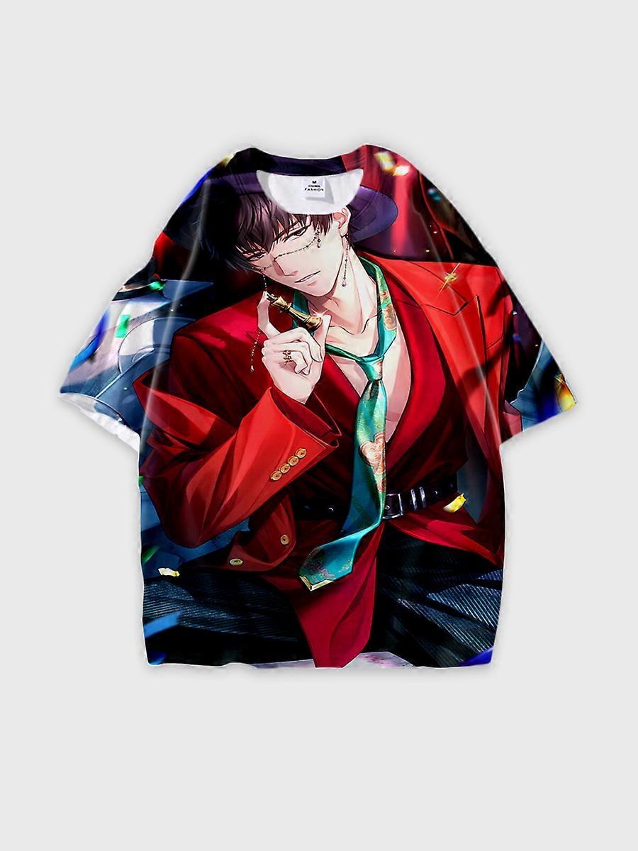 T-shirt round neck Role Pattern loose short sleeve E3159