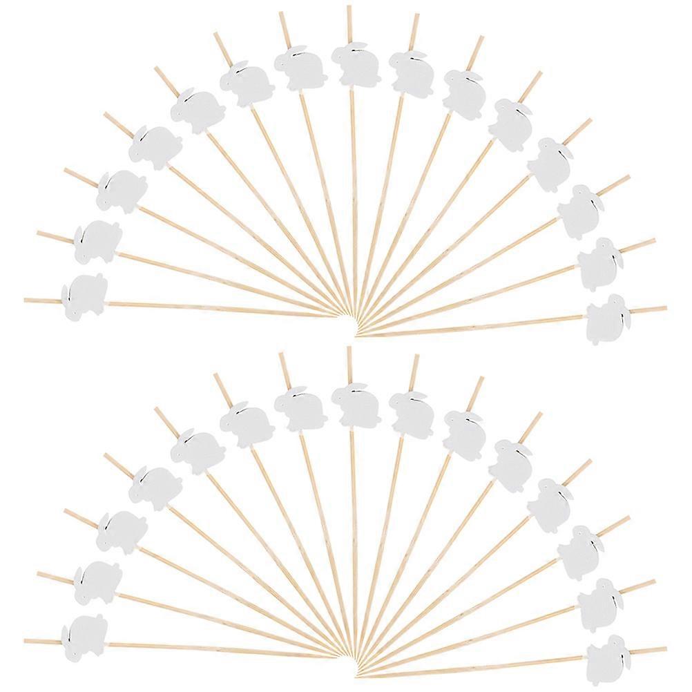 White Bunny Cocktail Picks for Decor Creative Fruit Food Sticks Party Photo Props 200pcs