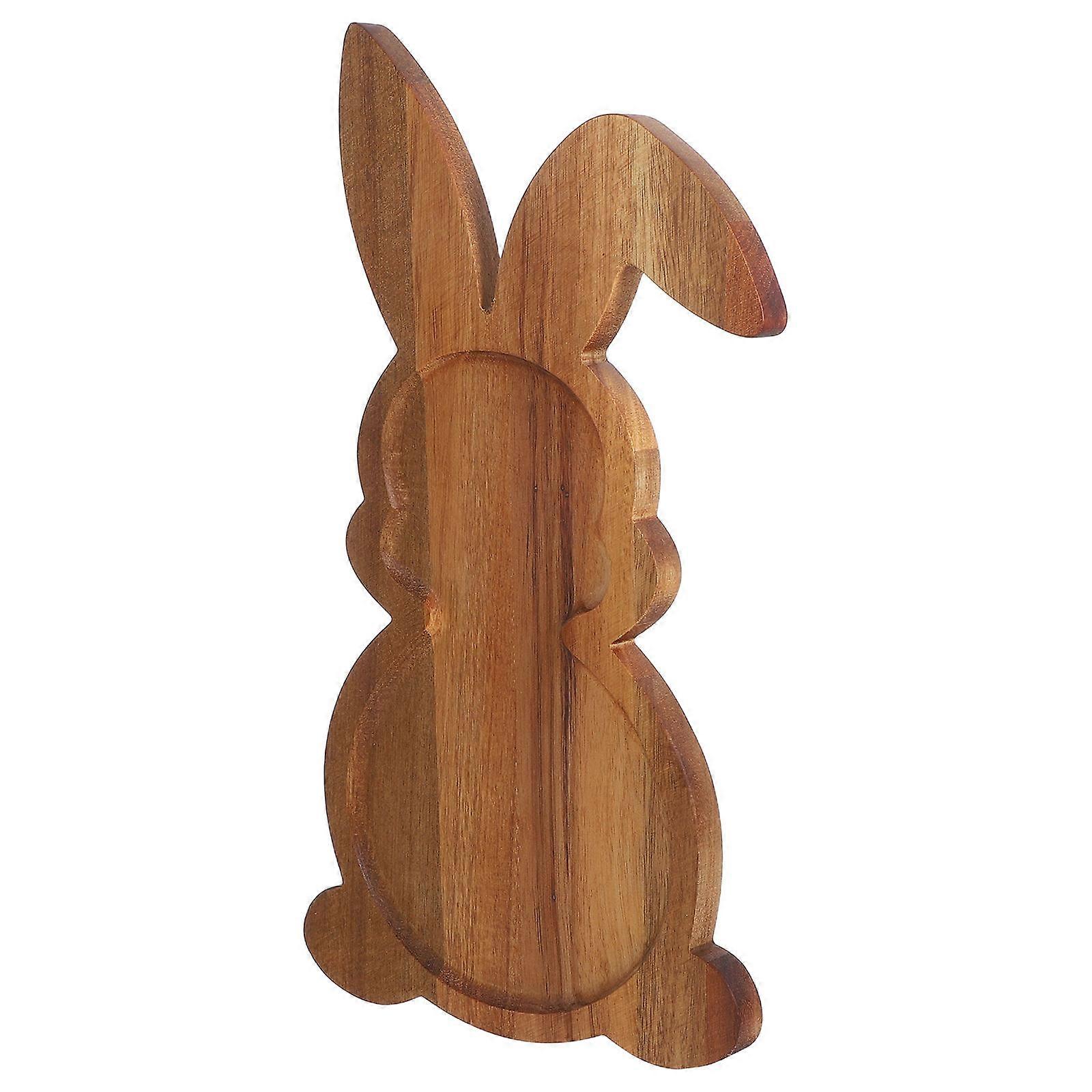 Wood Cooked Food Serving Plate Multi Purpose Tray Snack Board Rabbit Accessory Easter Snack Serving Set