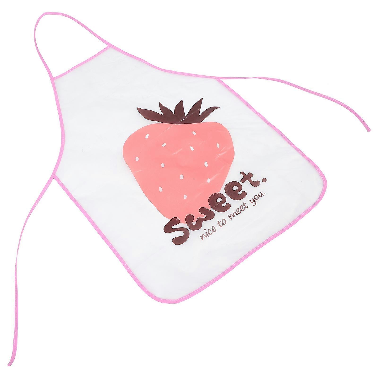 Disposable Kitchen Cooking Apron for Adult with Strawberry Pattern PE Material Multi Color
