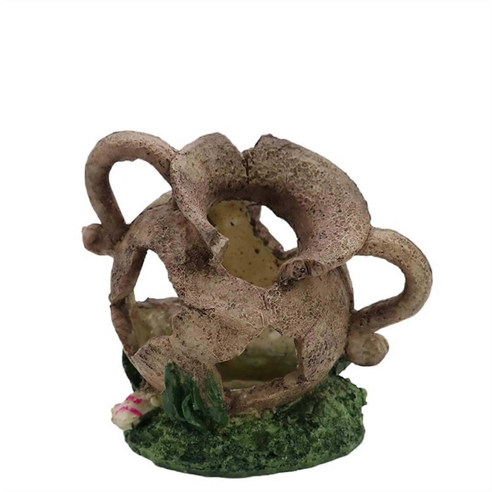 Aquarium Decoration Fish Tank Landscape Design Simulation Cave Shrimp Nest Ceramic Pot for Aquatic Plants and Shrimp Habitat
