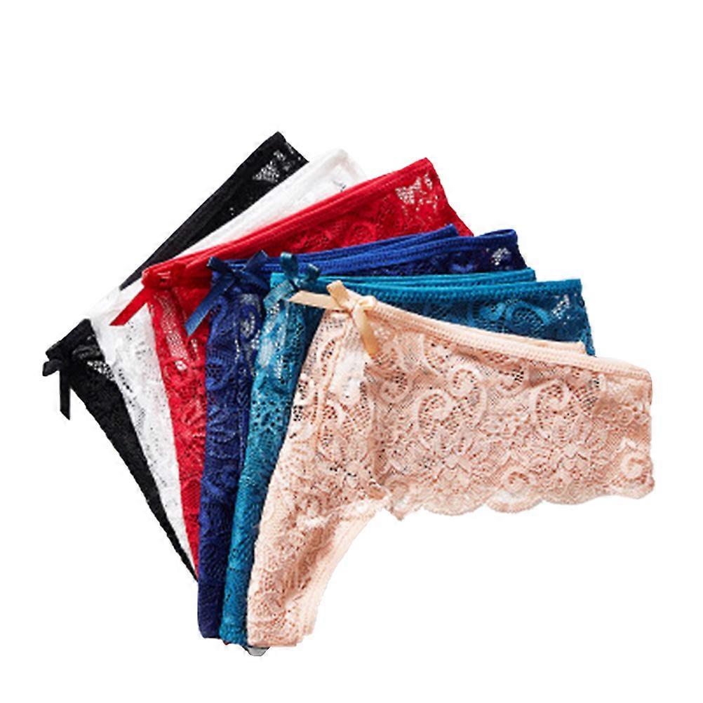 Lace Briefs for Women Dark Blue Elastic Band Great Fit 6Pcs Size S