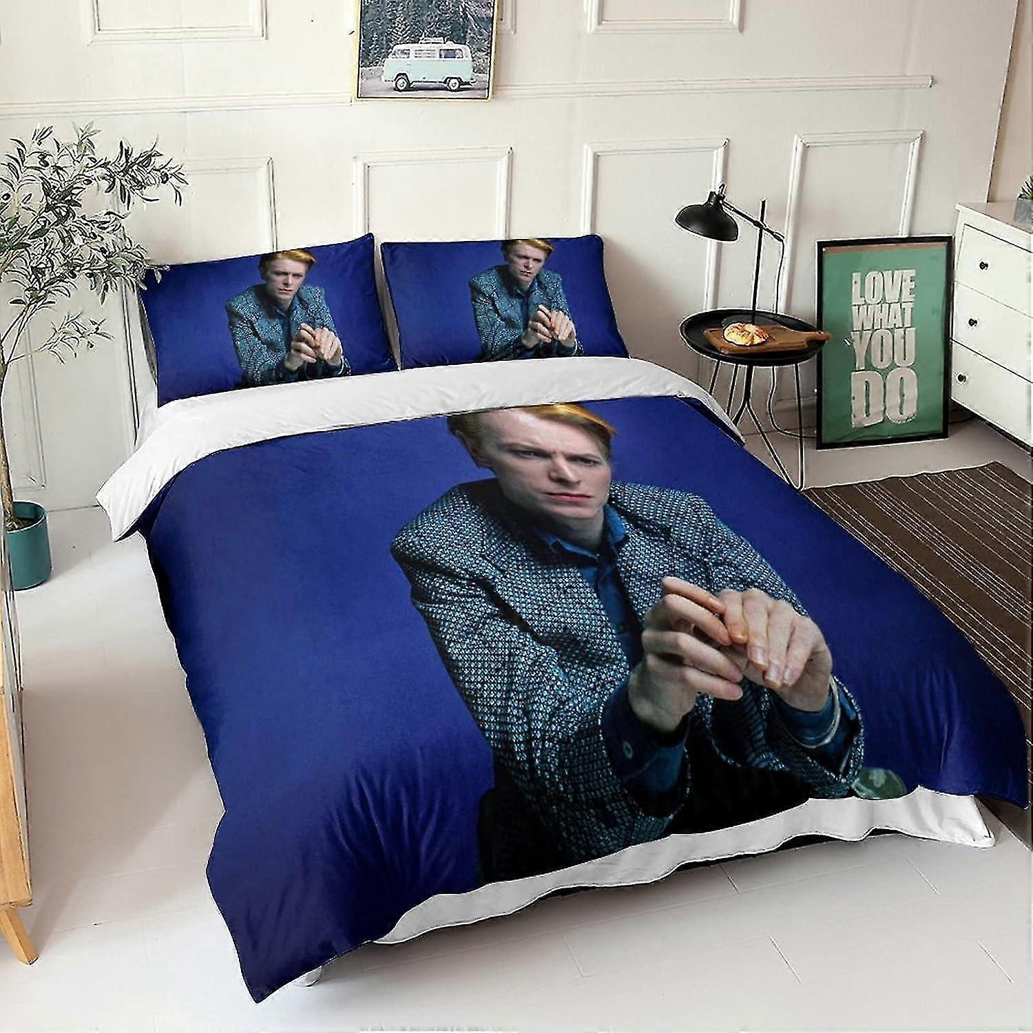 2025 Rock 'n' Roll sengetøysett med D-dynetrekk - sengetøysett (dynetrekk + putevar), tykkere og myke, (David Bowie, Ro 135*200 CM