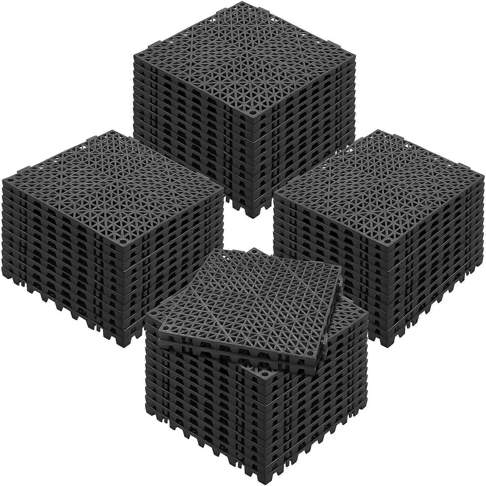 Interlocking Tile 50PCS Black, Drainage Tiles 12" x 12" Splicing, Soft PVC Interlocking Drainage Floor Tiles