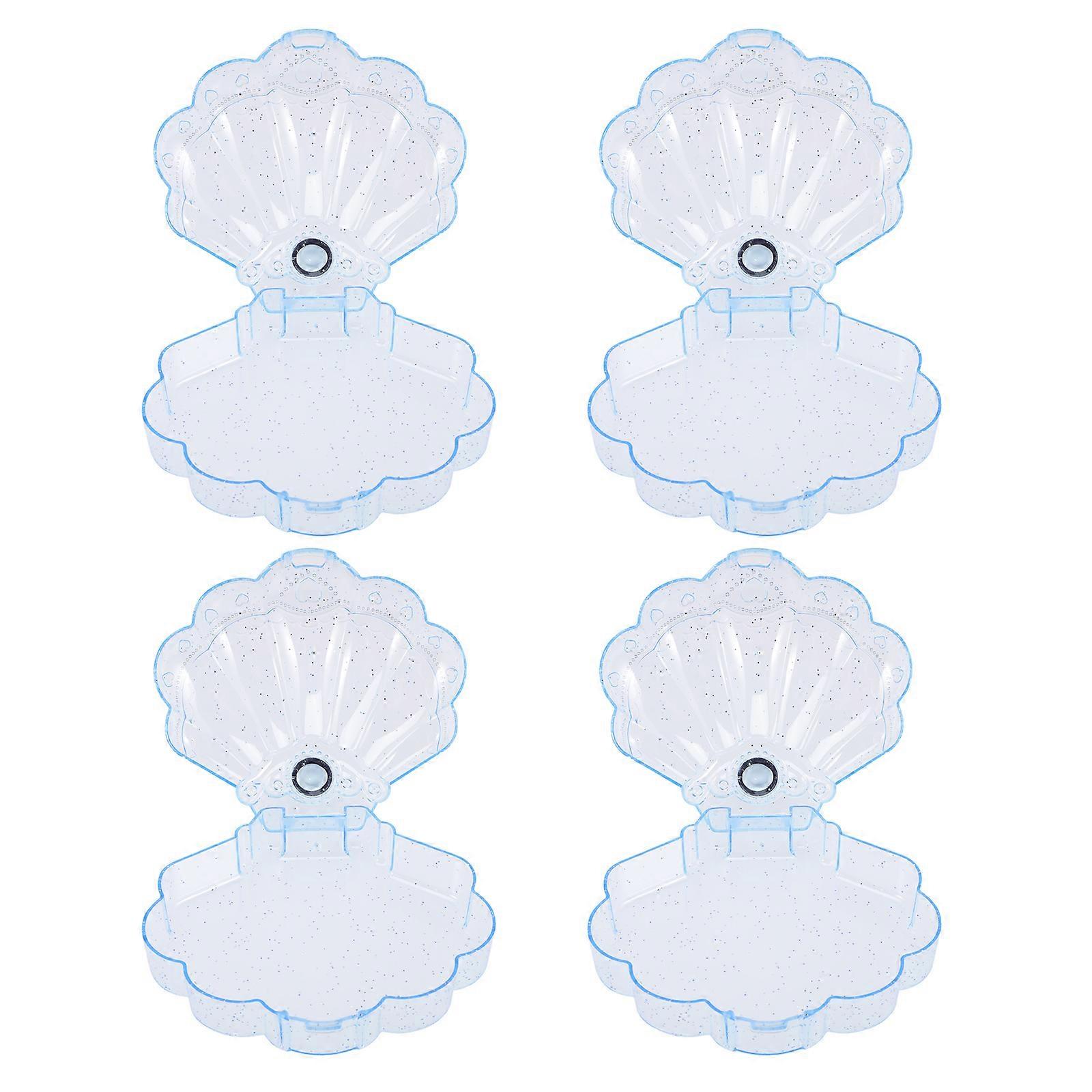 Clear Shell Shaped Jewelry & Candy Storage Boxes – 4PCS DIY Craft Organizer for Party Favors, Treats & Small Item Storage