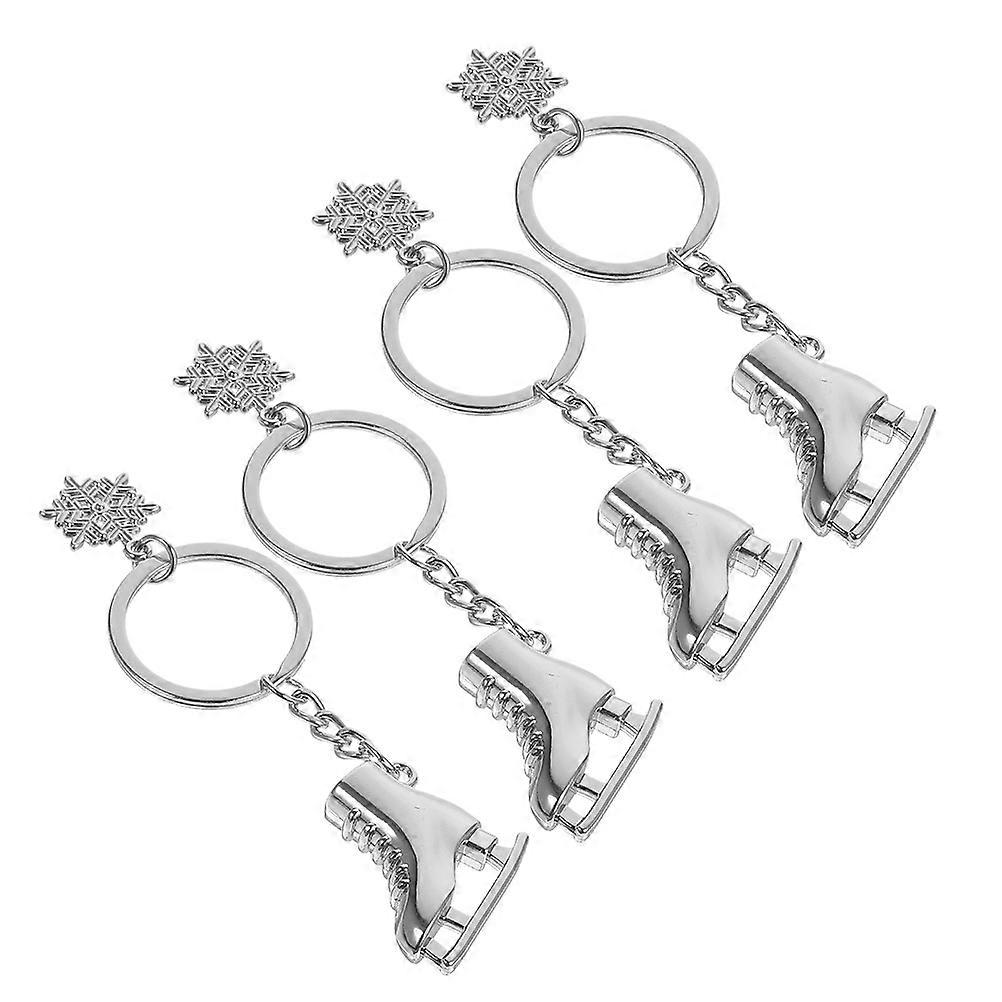 Snowflake Keychain For Handbags With Simple Design And Metal Finish 4 Pcs